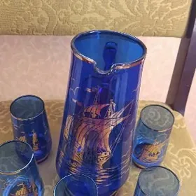 графин со стаканами б/у
