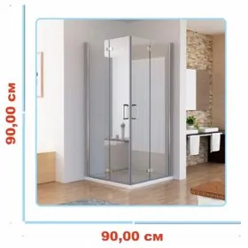 Burç duş kabinasy 90 sm x90 sm 10 mm aýna hrom