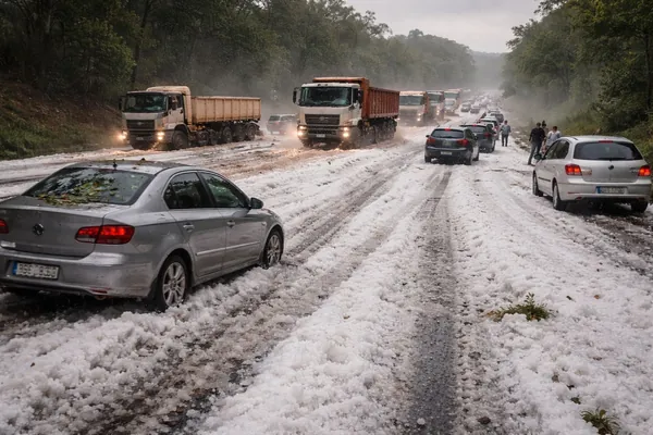 Braziliýada ýagan güýçli doly müňlerçe awtoulaga zyýan ýetirdi - img 2