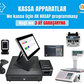 AKHASAP KASSA APARAT BARKOD SKANER CEK PRINTER