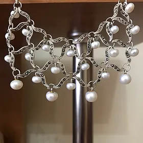 серебро  колье с жемчугом