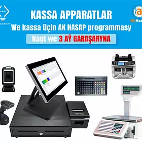 AKHASAP KASSA APARAT BARKOD SKANER CEK PRINTER