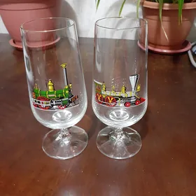 2 фужера чешский хрусталь