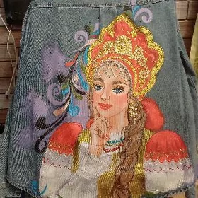 Джинсовая куртка с росписью