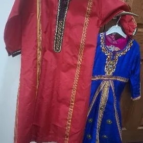 gyzyl,gök keteni köýnek