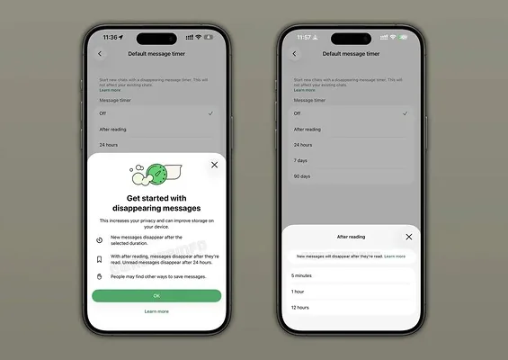 WhatsApp-da okalandan soň ýitip gidýän hatlar synag edilýär