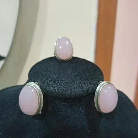 серебро комплект розовый кварц