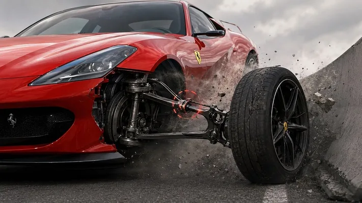 Ferrari запатентовала систему экстренного отсоединения колёс при аварии