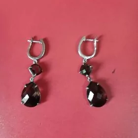 Серьги с дымчатыми топазами