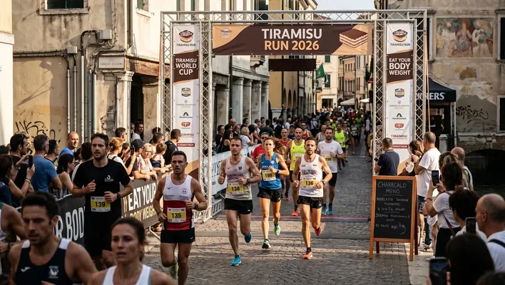 Italiýada adamlar tiramisu iýmek üçin ylgar