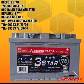 Akumulýator 3 STAR 12V 75AH